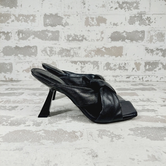 New Marc Fisher LTD Dellian Black Leather Heeled Sandals A212 - Picture 6 of 12